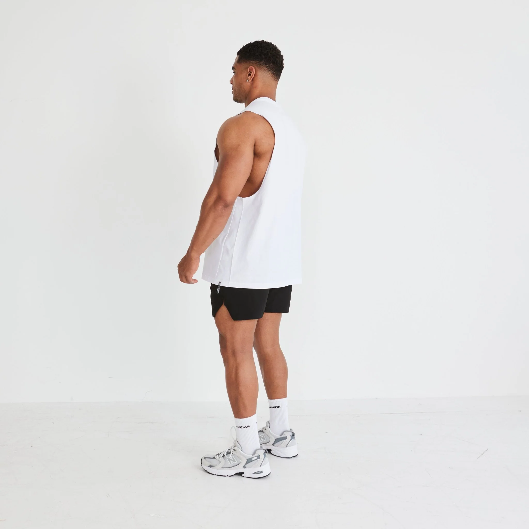 Vanquish Essential White Oversized Sleeveless T Shirt - Image 4