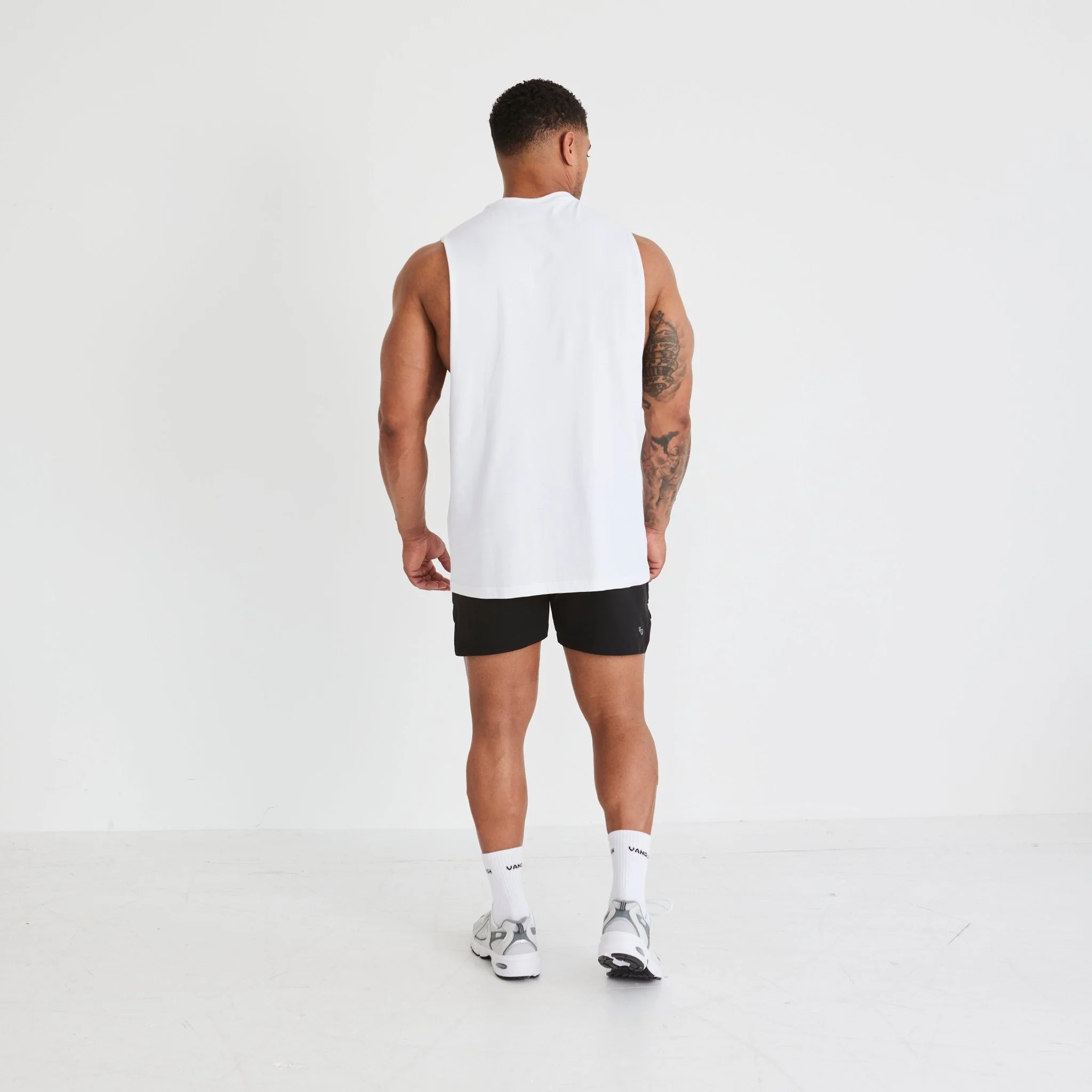 Vanquish Essential White Oversized Sleeveless T Shirt - Image 6