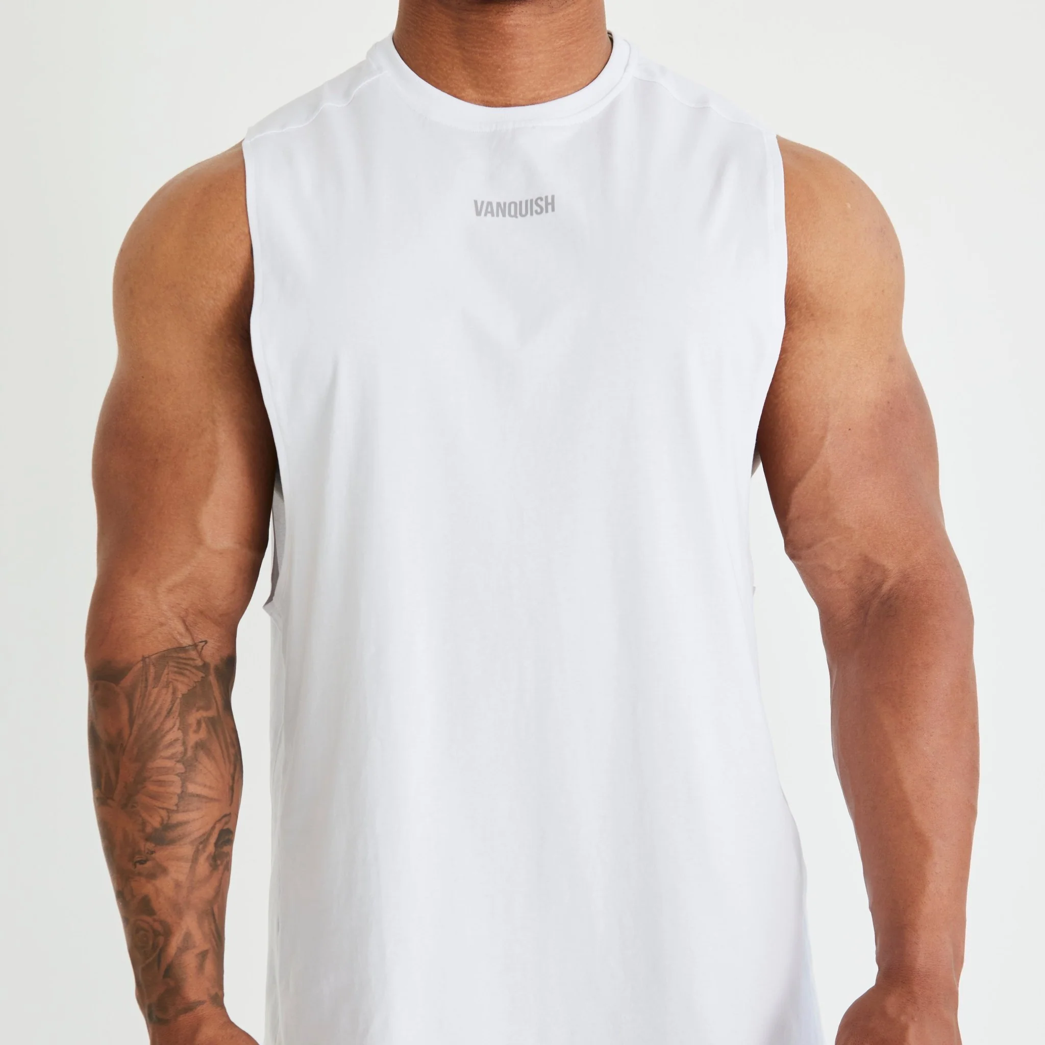 Vanquish Essential White Oversized Sleeveless T Shirt - Image 9