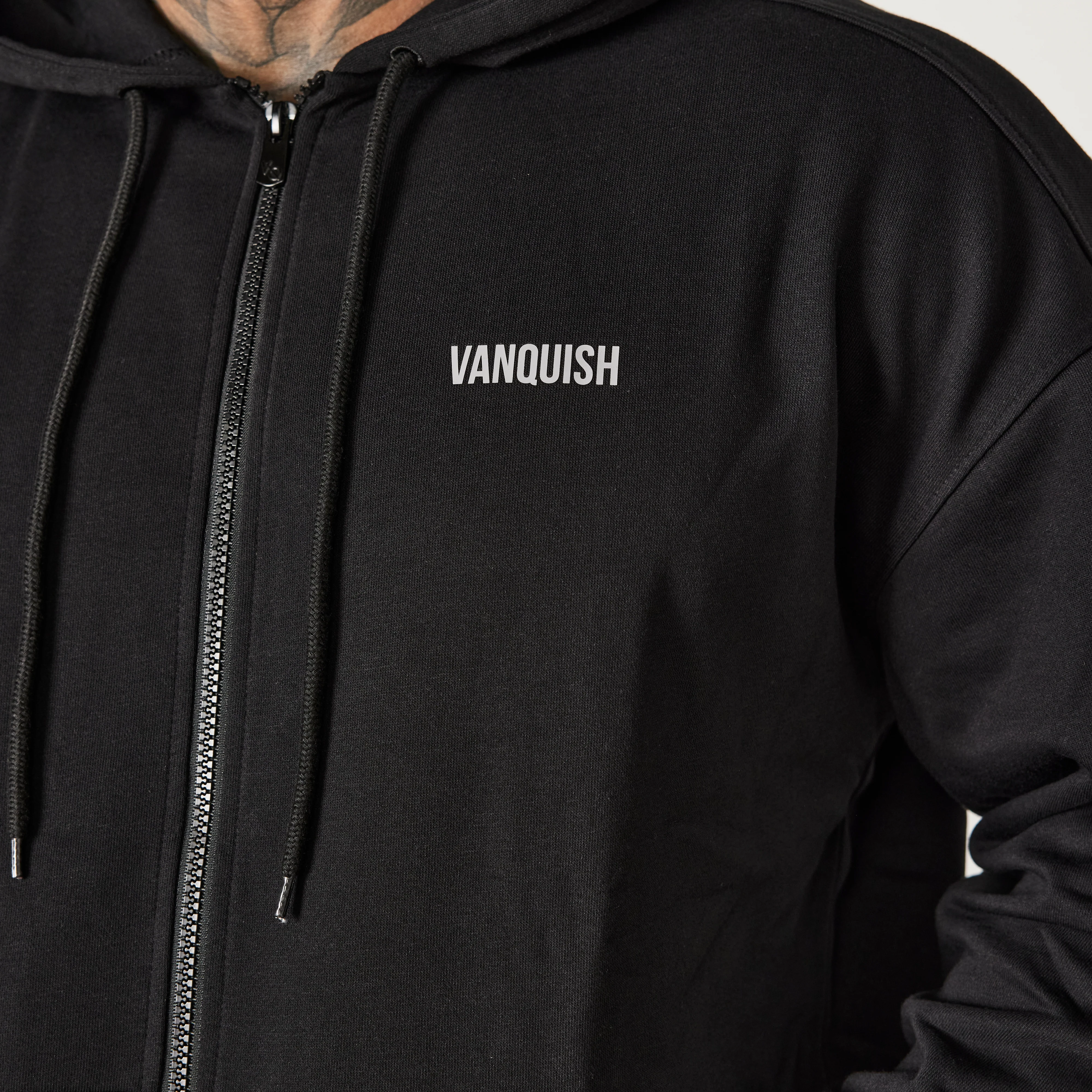 Vanquish Essential Black Oversized Full Zip Hoodie - Image 3