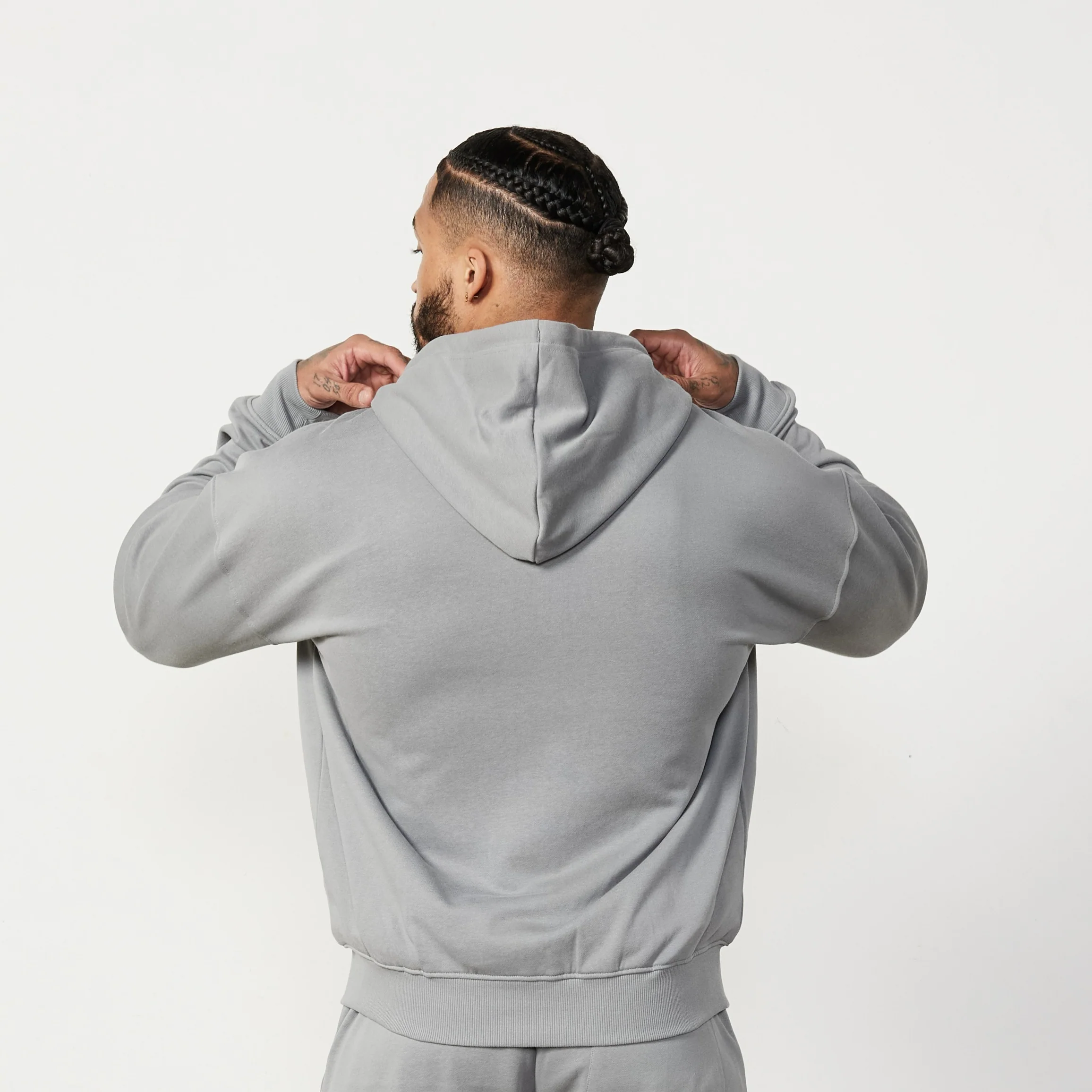 Vanquish Essential Steel Grey Oversized Full Zip Hoodie - Image 4