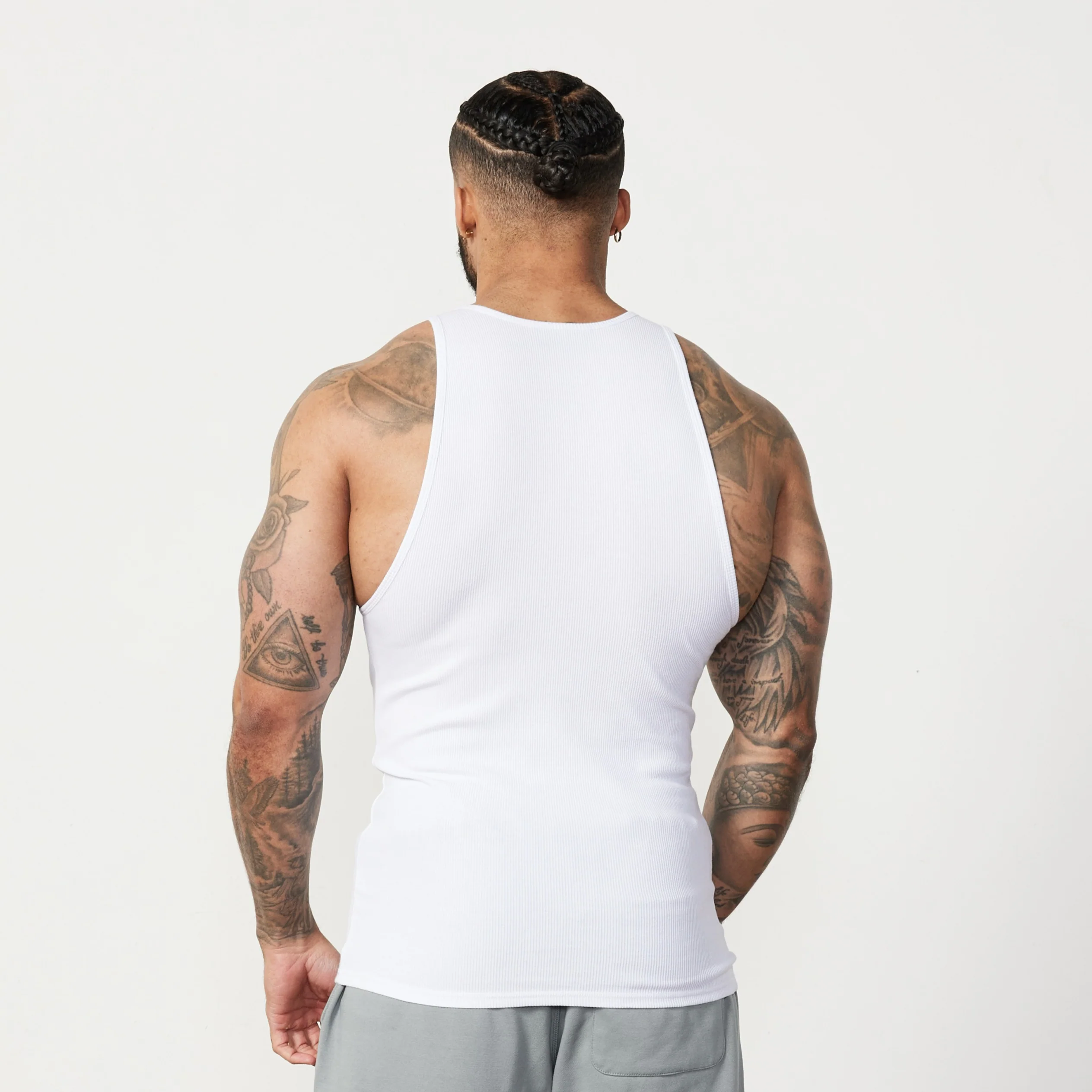 Vanquish Essential White Ribbed Fitted Tank - Image 4